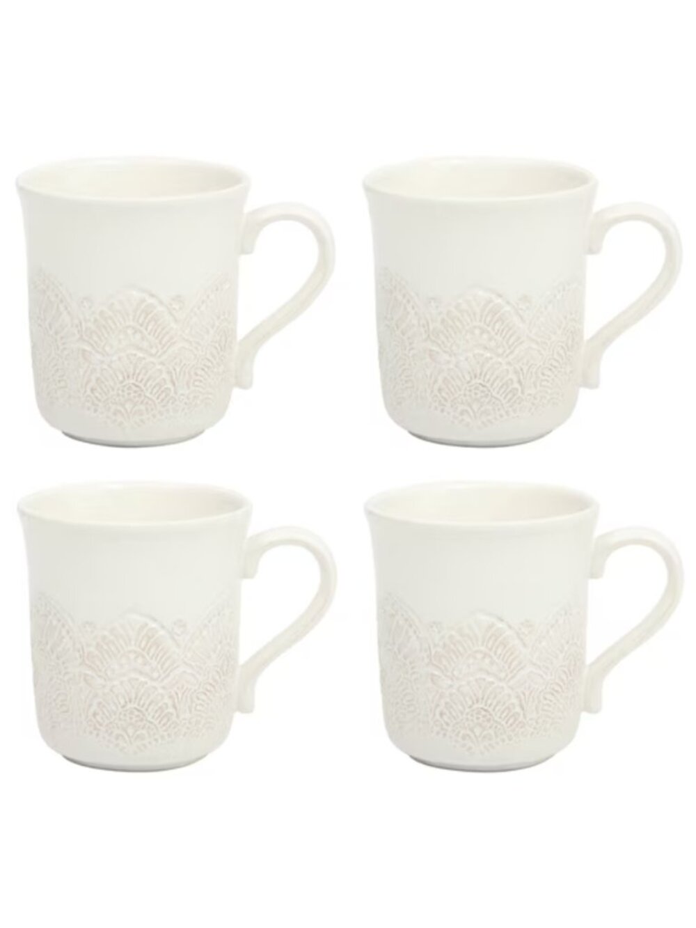 The Pioneer Woman Home Linen 4-Pack Collection Vintage Lace Ceramic Mug Set